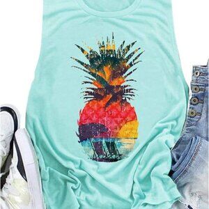 Pineapple Sleeveless Tank Top~Size M
